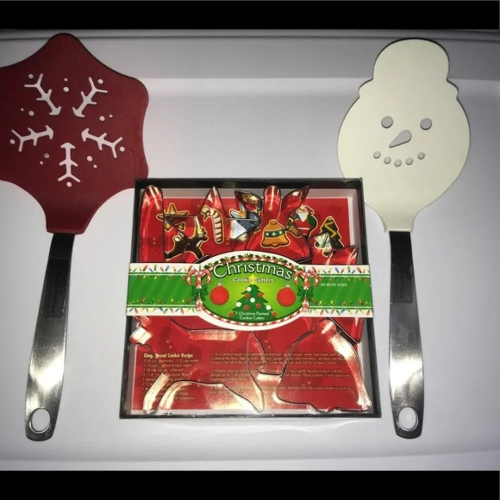 Williams Sonoma Holiday Spatula & Cookie Cutters 3pc Set NEW